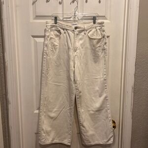 Good‎ American Good Waist Palazzo Jeans Size 14/32 White Wide Leg High Rise Crop